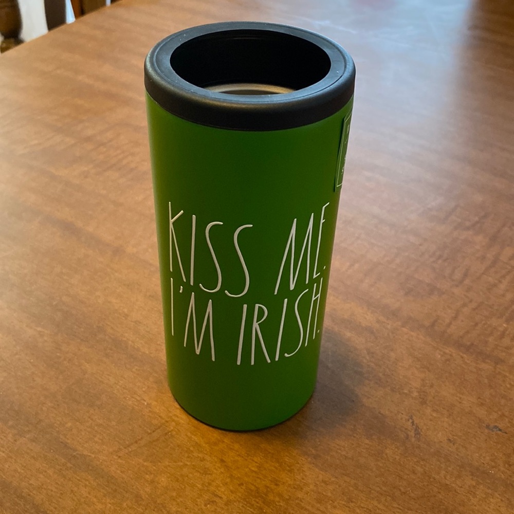 New Rae Dunn Kiss Me I’m Irish stainless steel insulated slim can cooler